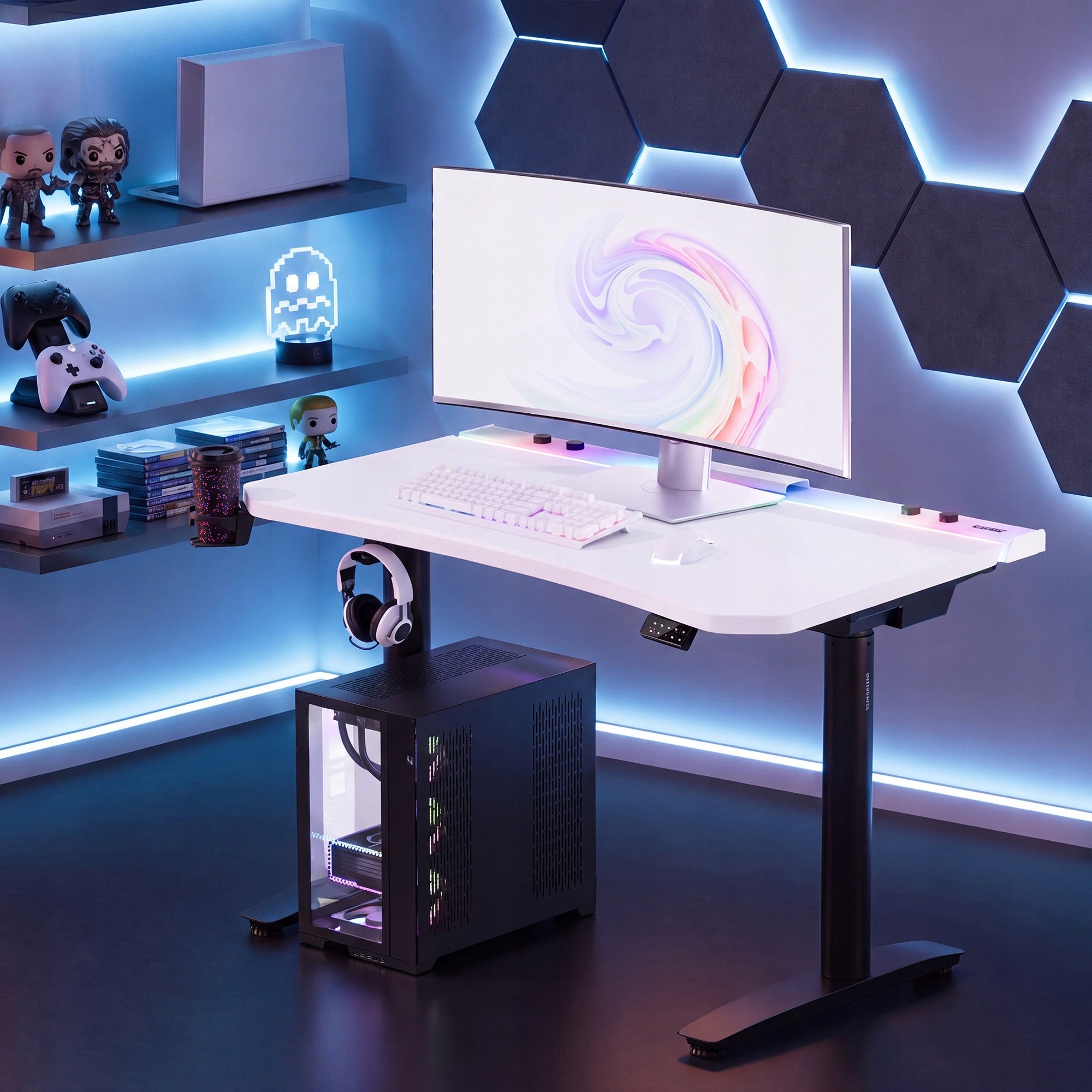 Gaming Desk Electric Adjustable 140cm DIABLO X-FORGE White-Black Packaging status original
