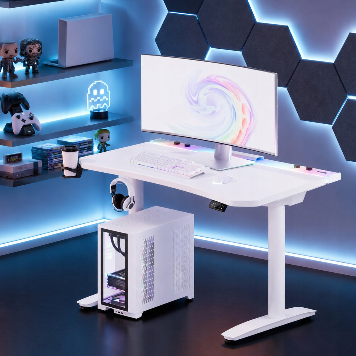 Gaming Desk Electric Adjustable 140cm DIABLO X-FORGE White Packaging status original