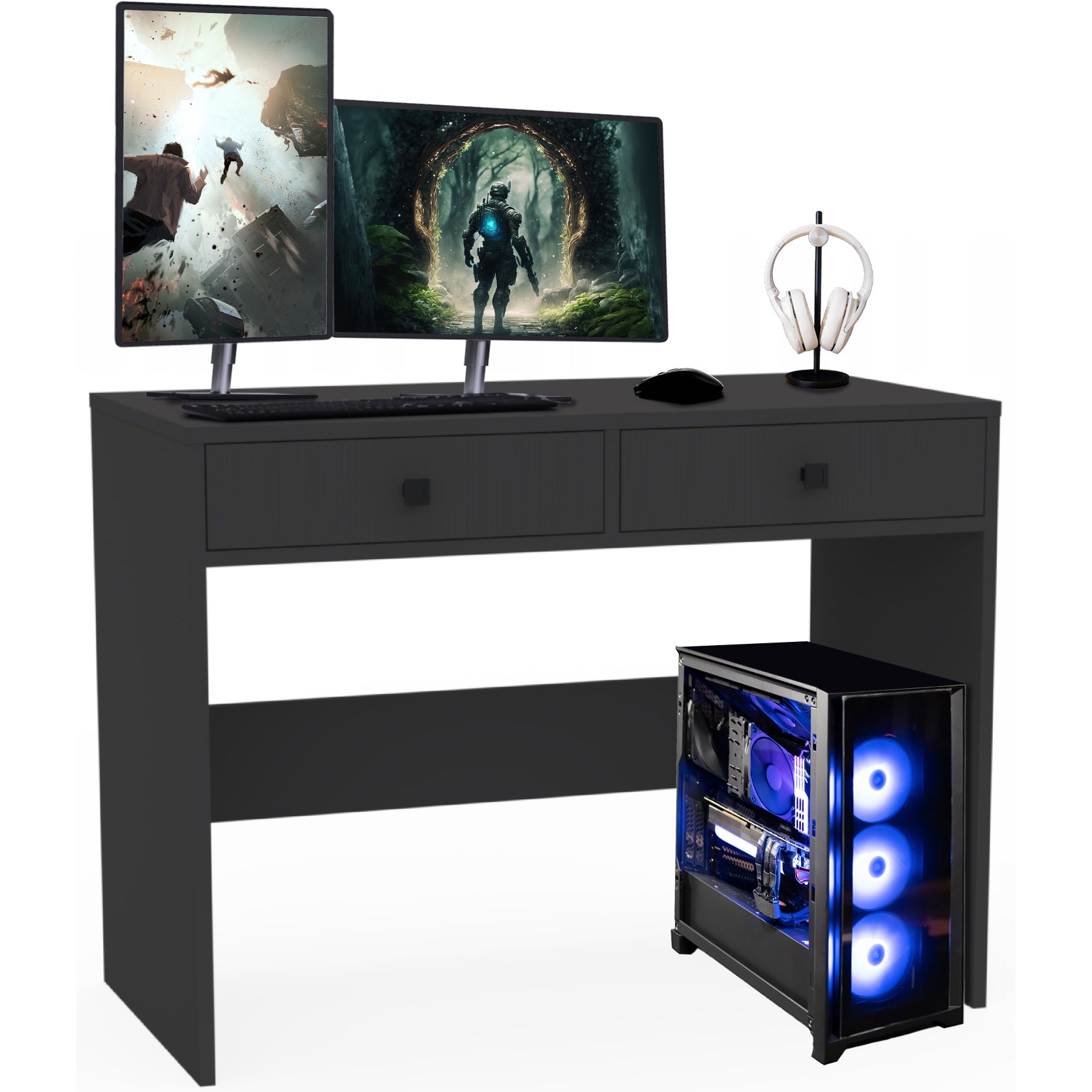 Gaming Desk With DRAWERS School Dressing Table Small 100 x 50 x 78 Anthracite