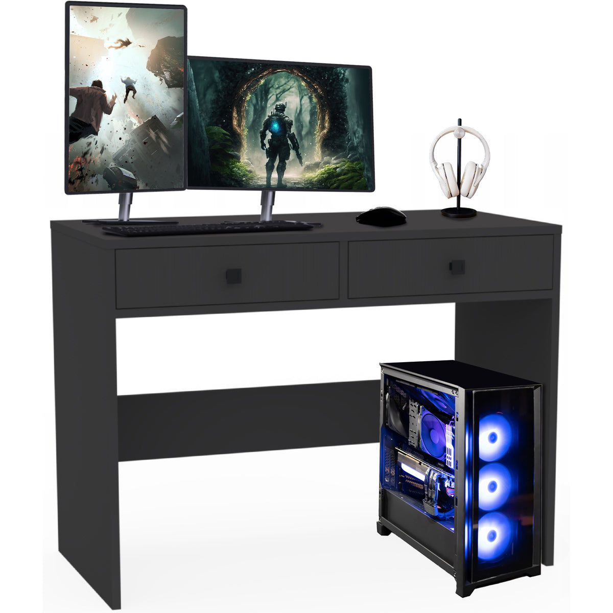 Gaming Desk With DRAWERS School Dressing Table Small 100 x 50 x 78 Anthracite