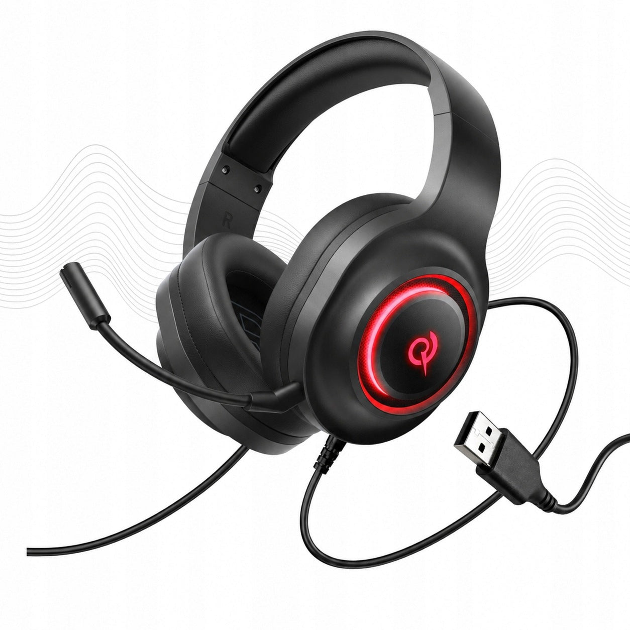 Gaming Headphones QCY V200 Pro Wired 7.1 RGB USB-A black