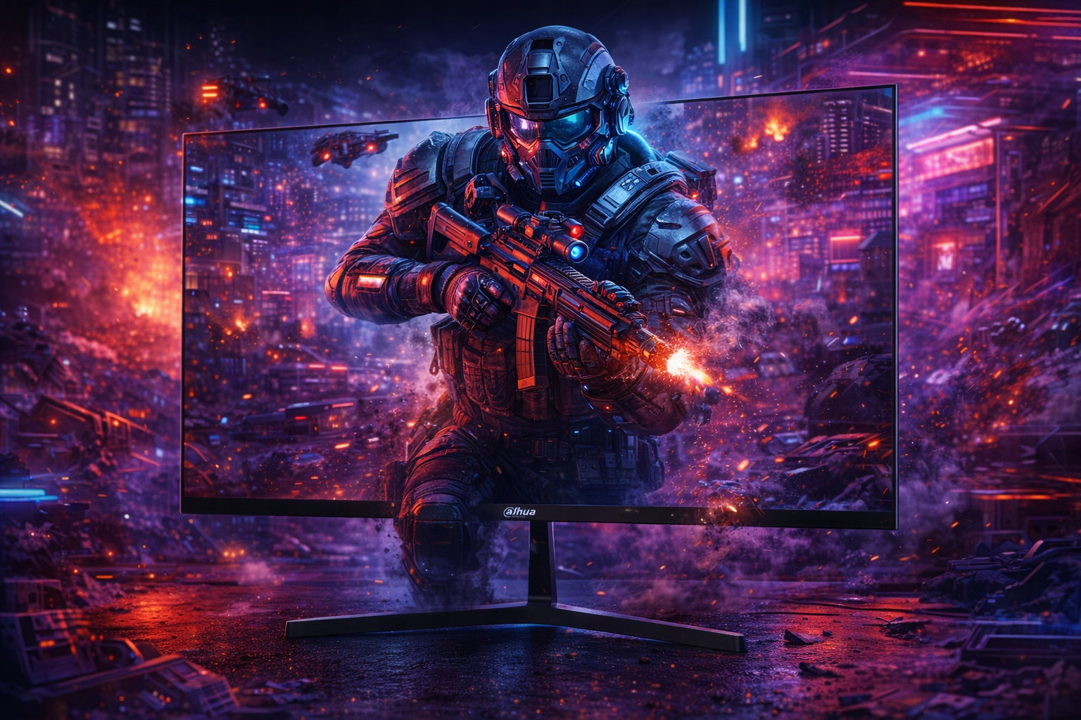 Gaming Monitor Frameless DAHUA 24 Inch Full HD 144HZ 1MS IPS Speakers Packaging status original