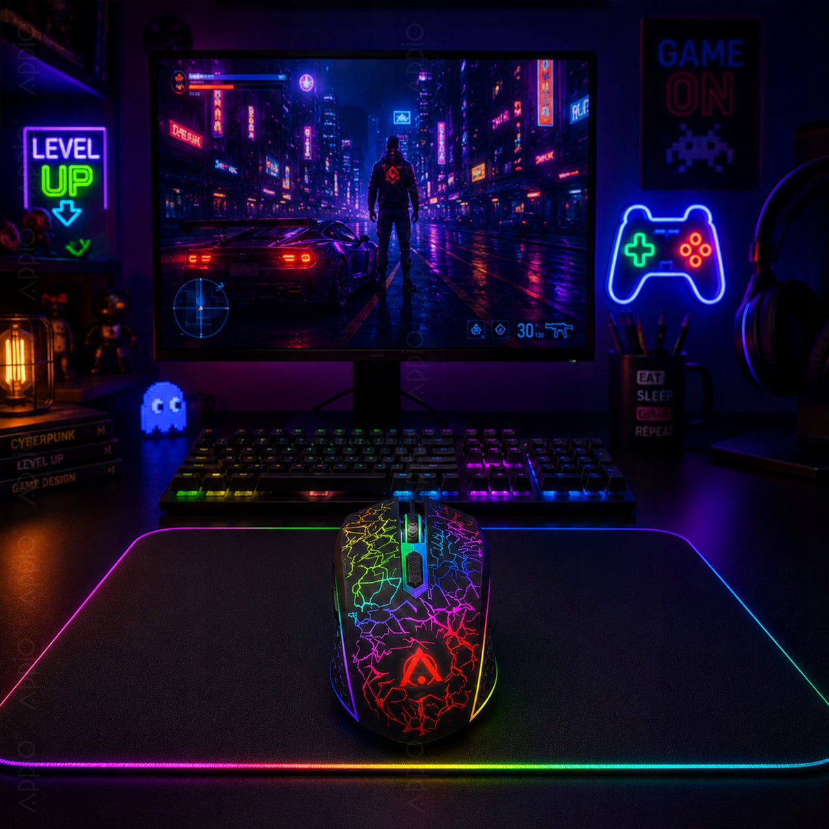 Gaming Mouse Backlit Wireless Computer For RGB Laptop Packaging status original