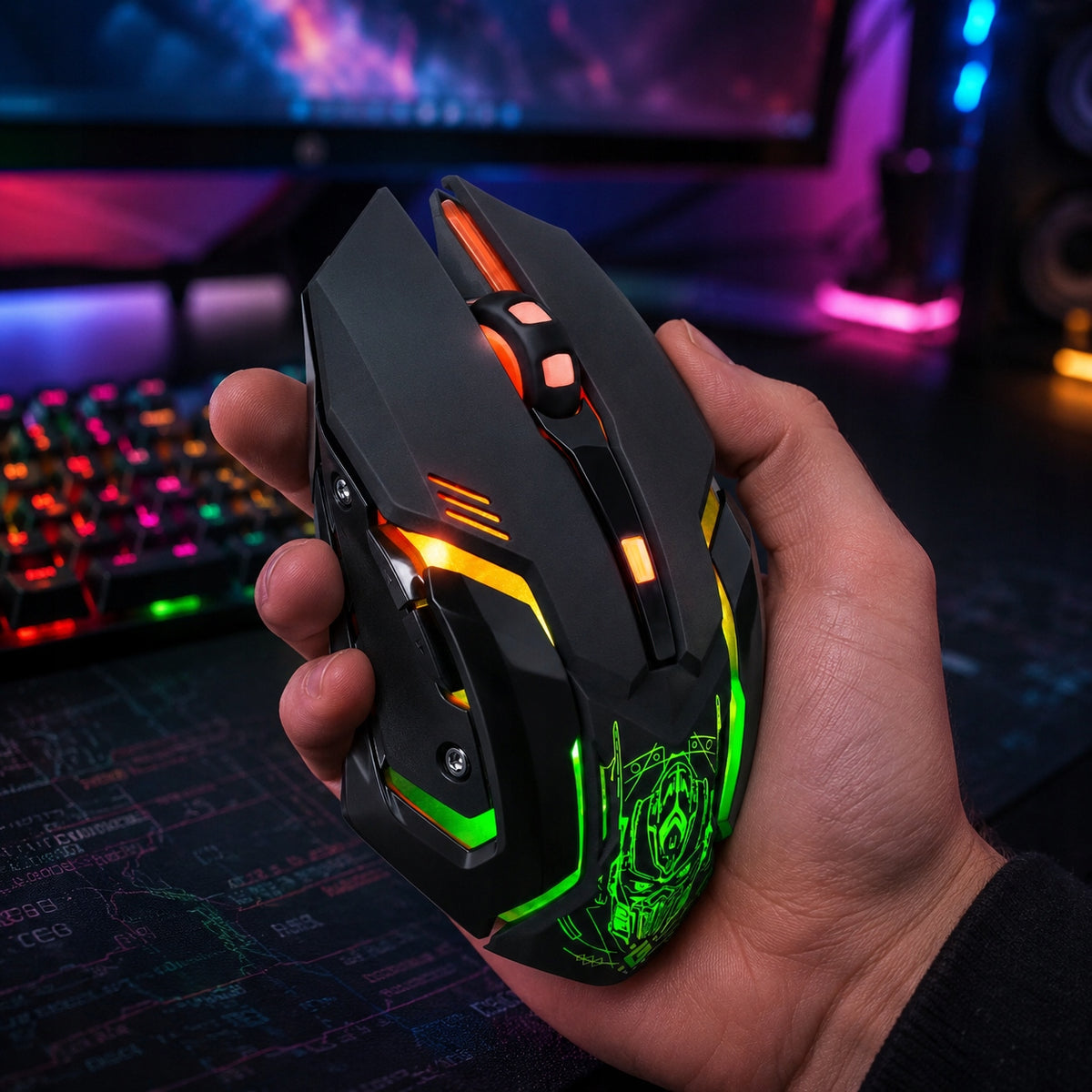 Gaming Mouse Wireless LED Defender Trigger 3200DPI Packaging status original