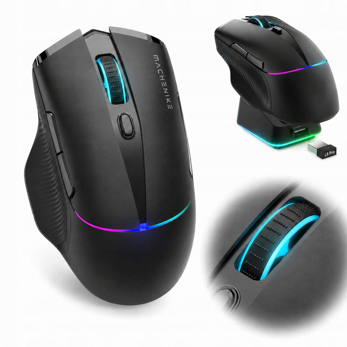 Gaming Mouse Wireless Machenike L8 Pro RGB Tri-Mode Black
