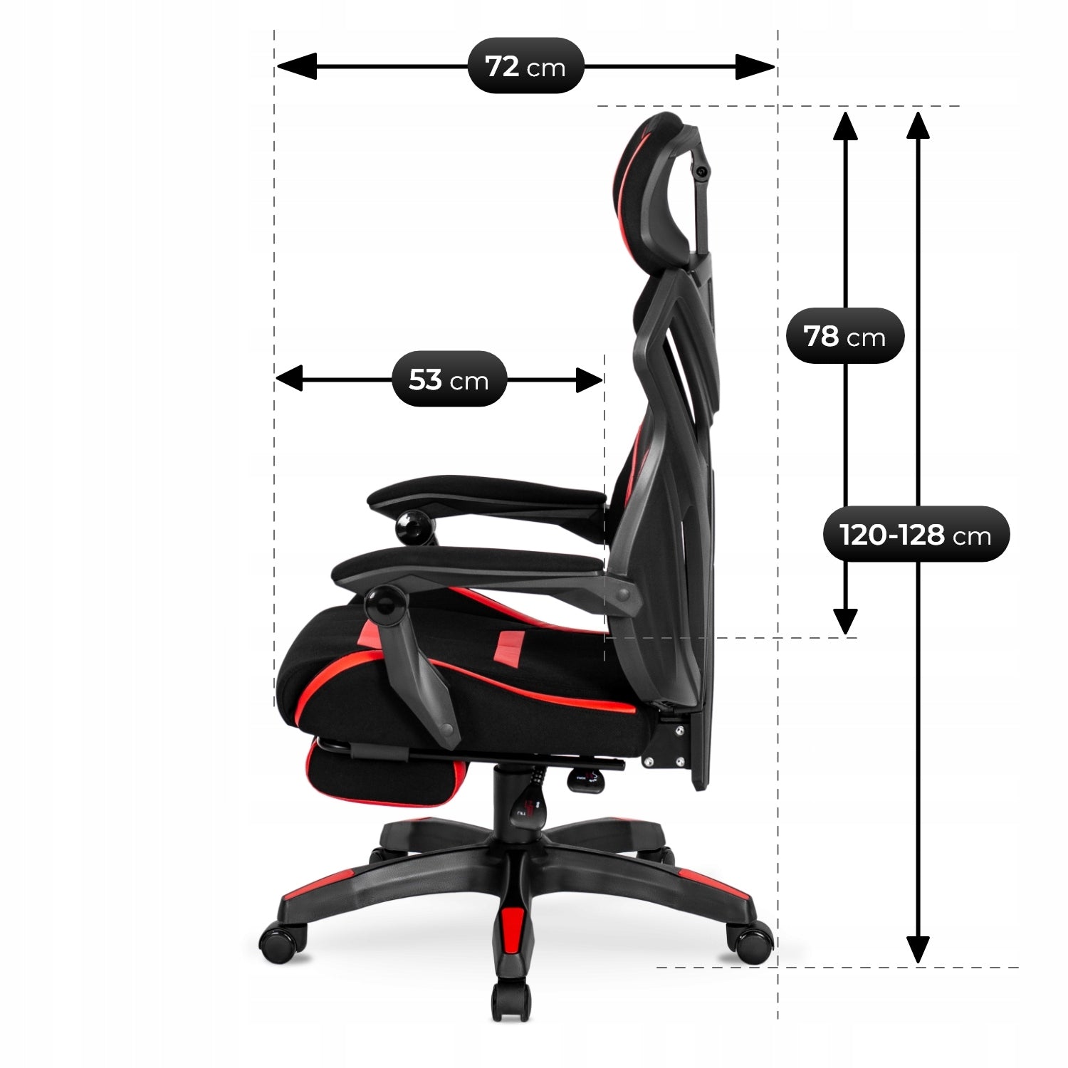Gaming Swivel Chair with Footrest Youth Black Red MAXIMO Brand Mebel Elite