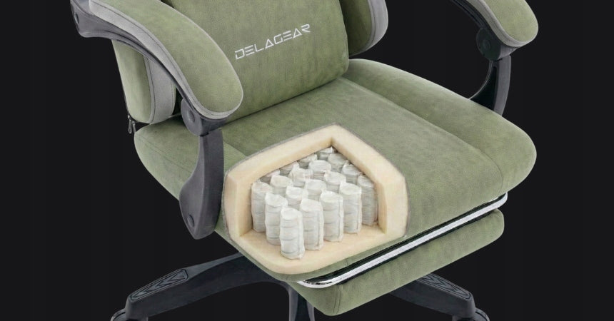 Gaming chair DELAGEAR G 325 green material swivel office chair Furniture width 62 cm