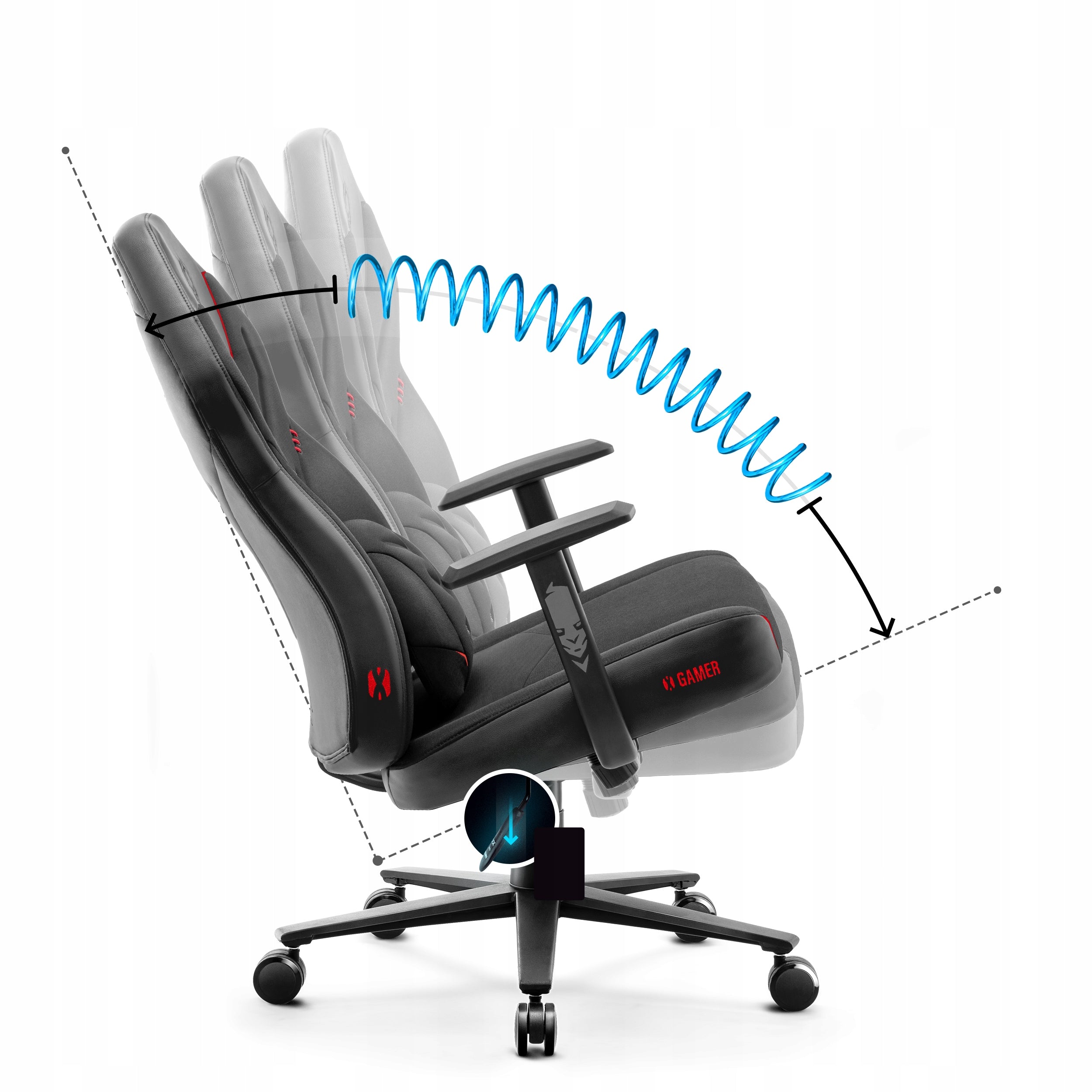 Gaming chair Diablo Chairs X-Gamer 2.0 Normal Size fabric black Furniture depth 53 cm