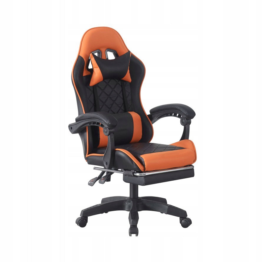 Gaming chair GY05B black-orange with footrest and cushions Model GY05B