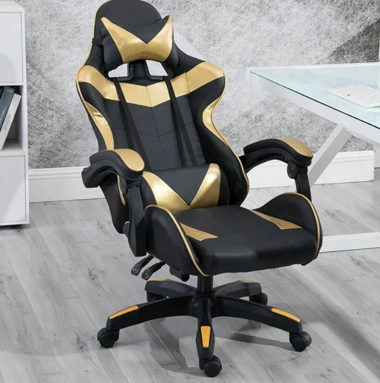 Gaming chair Games gold/black office chair with footrest + massage Brand Atos