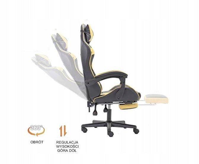 Gaming chair Games gold/black office chair with footrest + massage Model Fotel GAMES + masaż