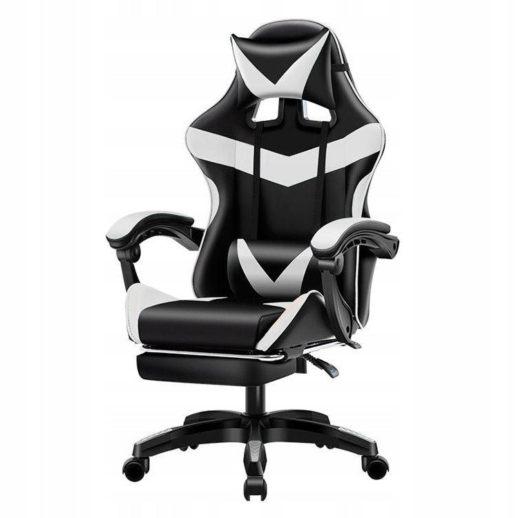 Gaming chair Games white/black swivel office chair with footrest + Brand Atos