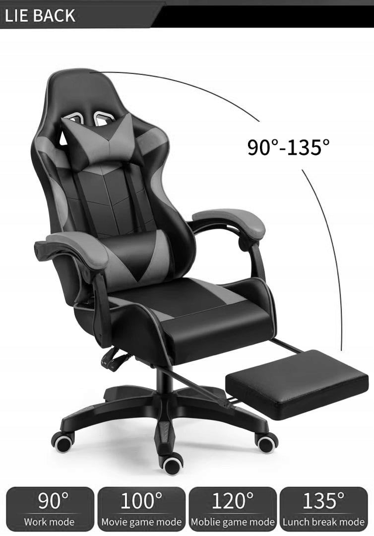 Gaming chair Games white/black swivel office chair with footrest + Model Fotel GAMES + masaż