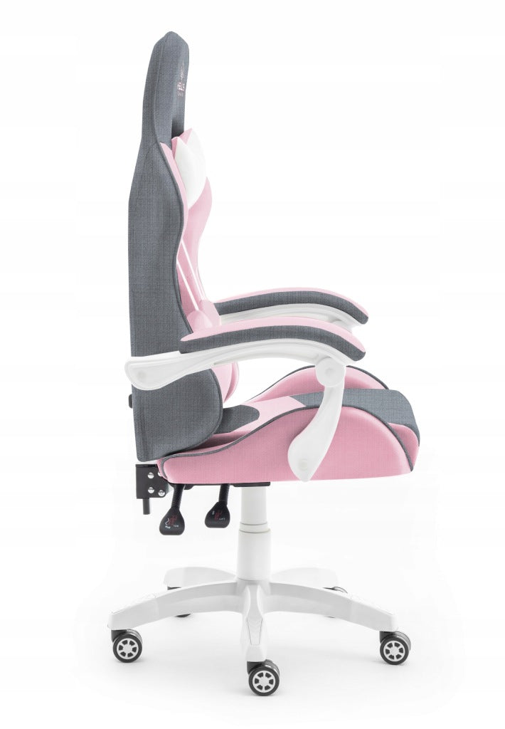 Gaming chair HELL'S CHAIR Rainbow Pink- Gray fabric Furniture height 137 cm