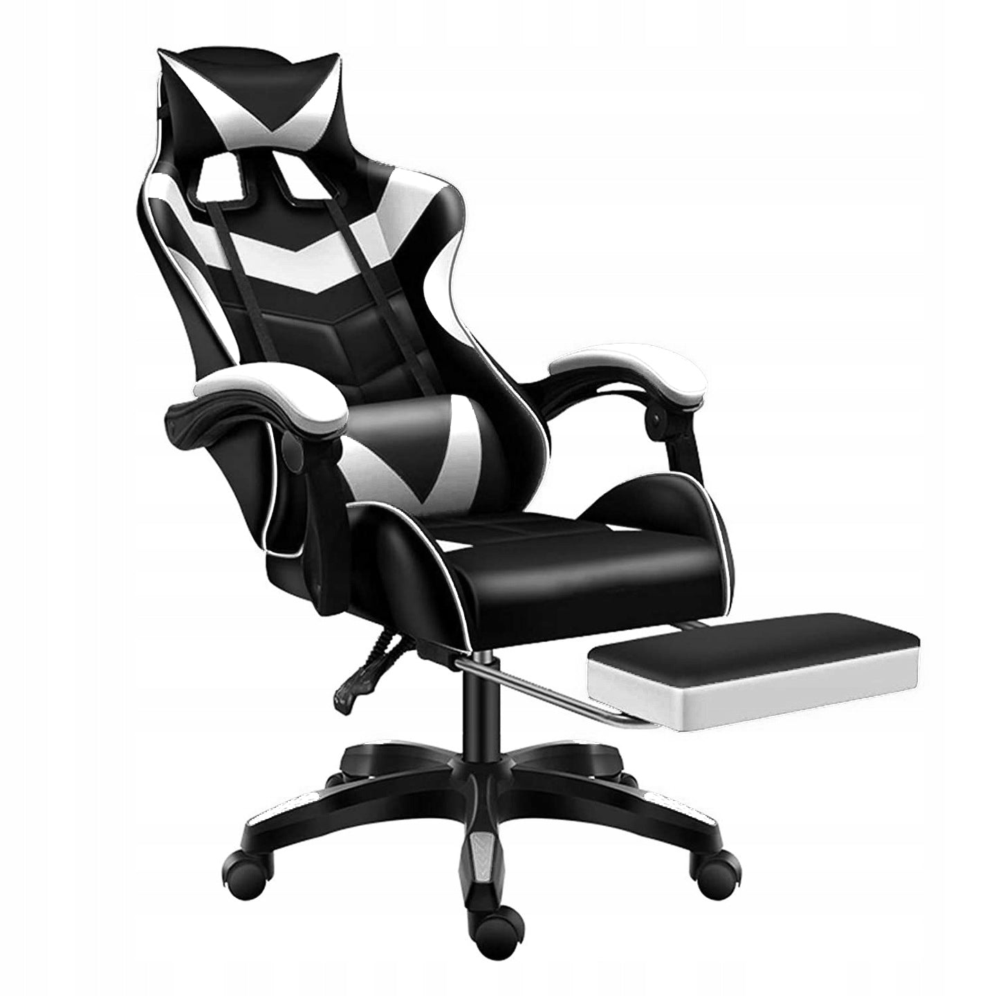 Gaming chair HIGH 78cm with back massage + computer footrest ROTATING
