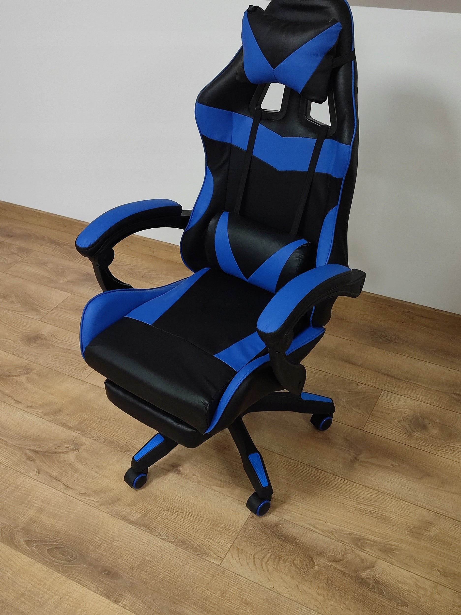 Gaming chair Plusgum TS-046A faux leather black-blue Furniture depth 55 cm