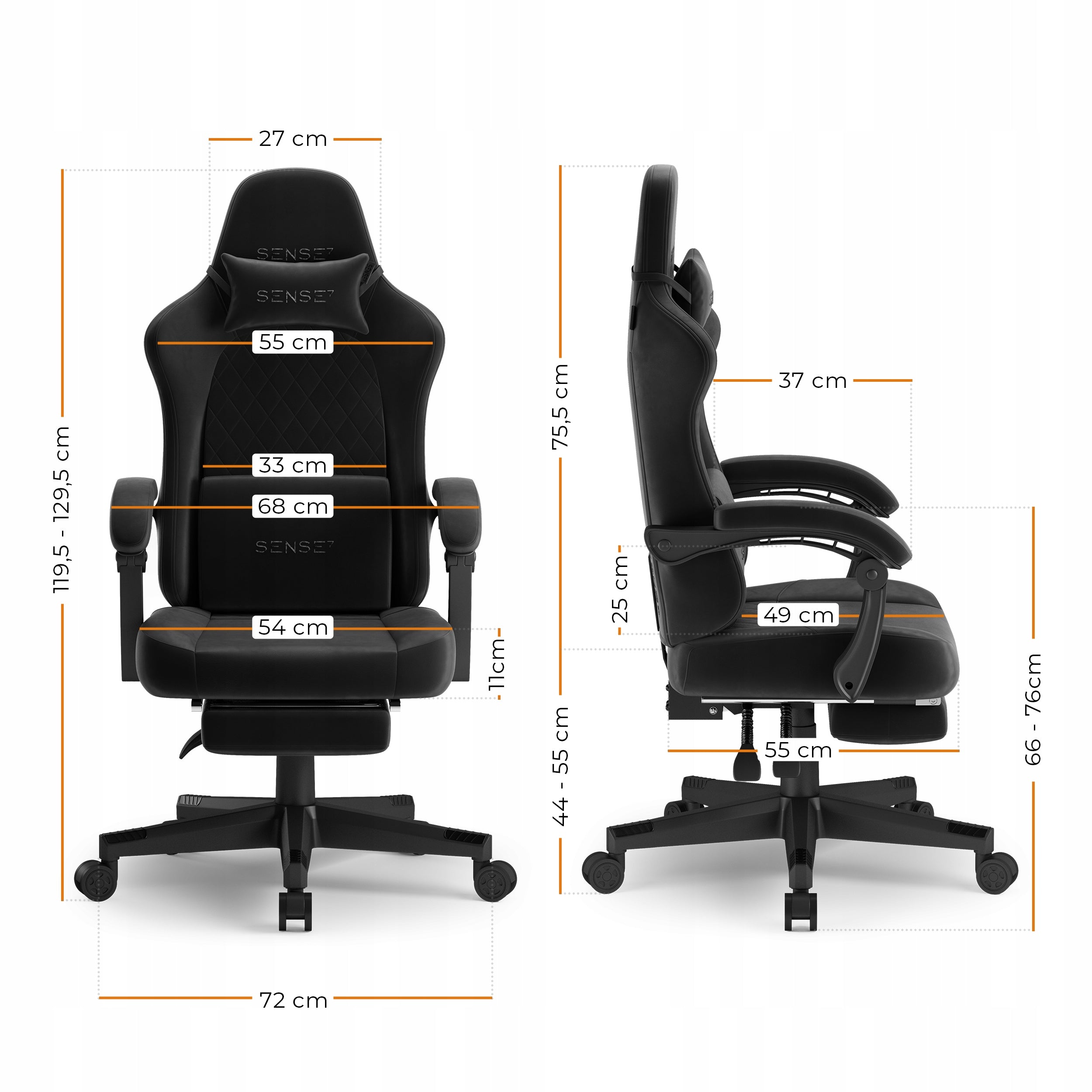 Gaming chair Sense7 Devon fabric black Brand Sense7