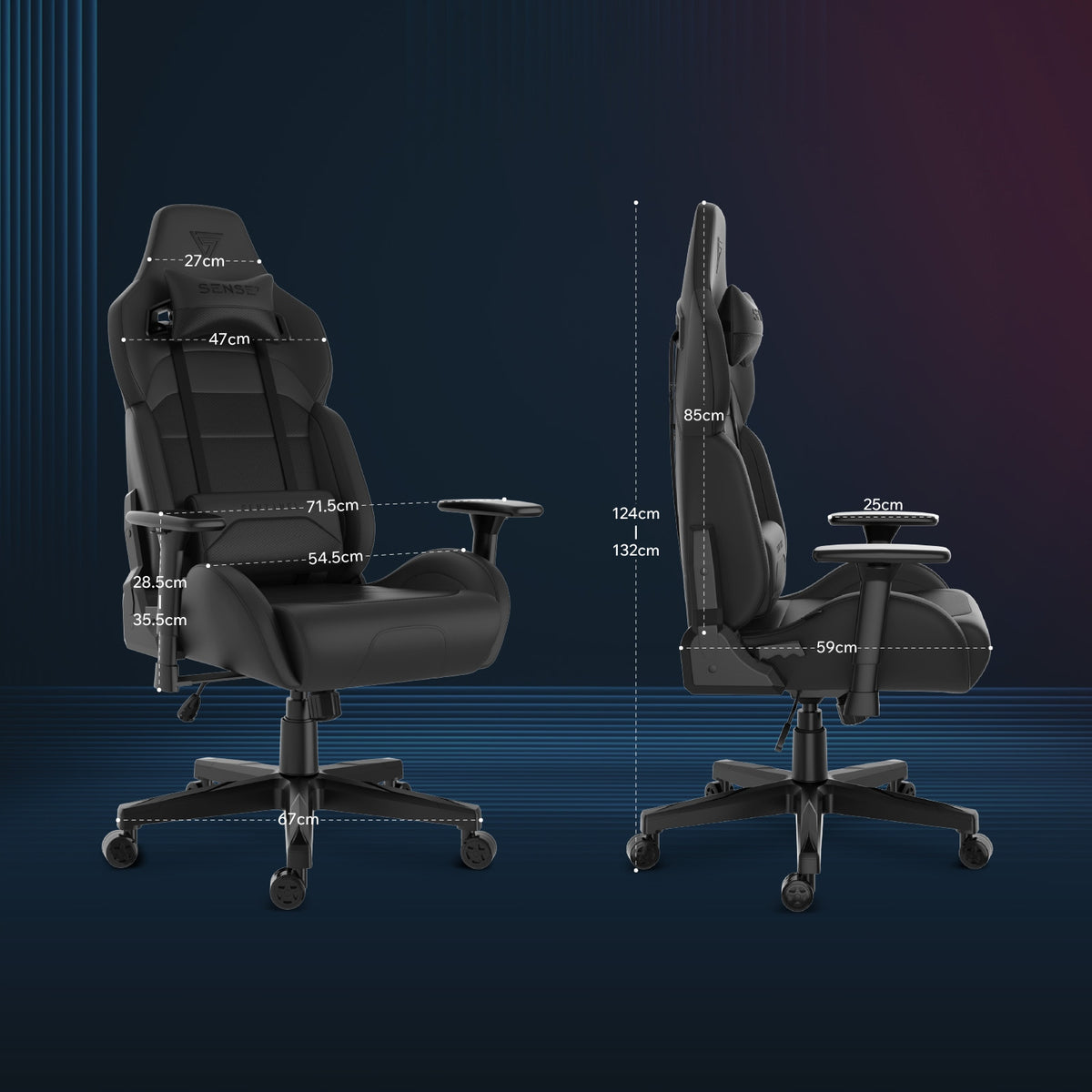 Gaming chair Sense7 Sentinel fabric black Packaging status original