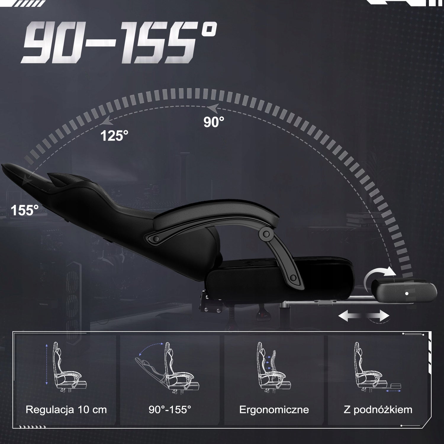 Gaming chair ergonomic health spine with footrest black Brand Topiake