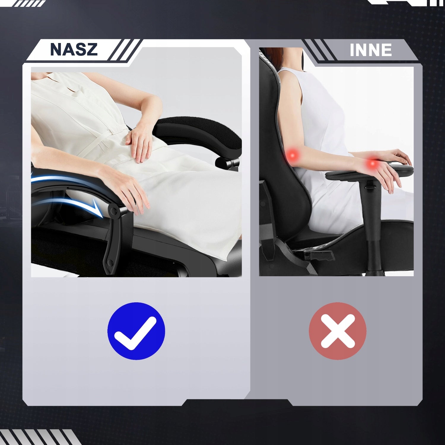 Gaming chair ergonomic health spine with footrest black Maximum seat height 138 cm