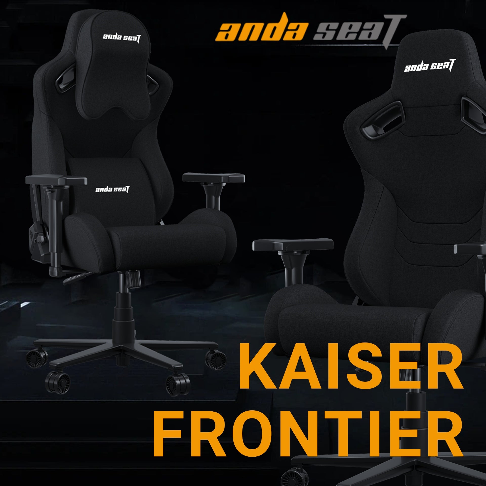 Gaming chair for office Anda Seat Kaiser 2 Frontier XL black fabric Furniture width 72 cm