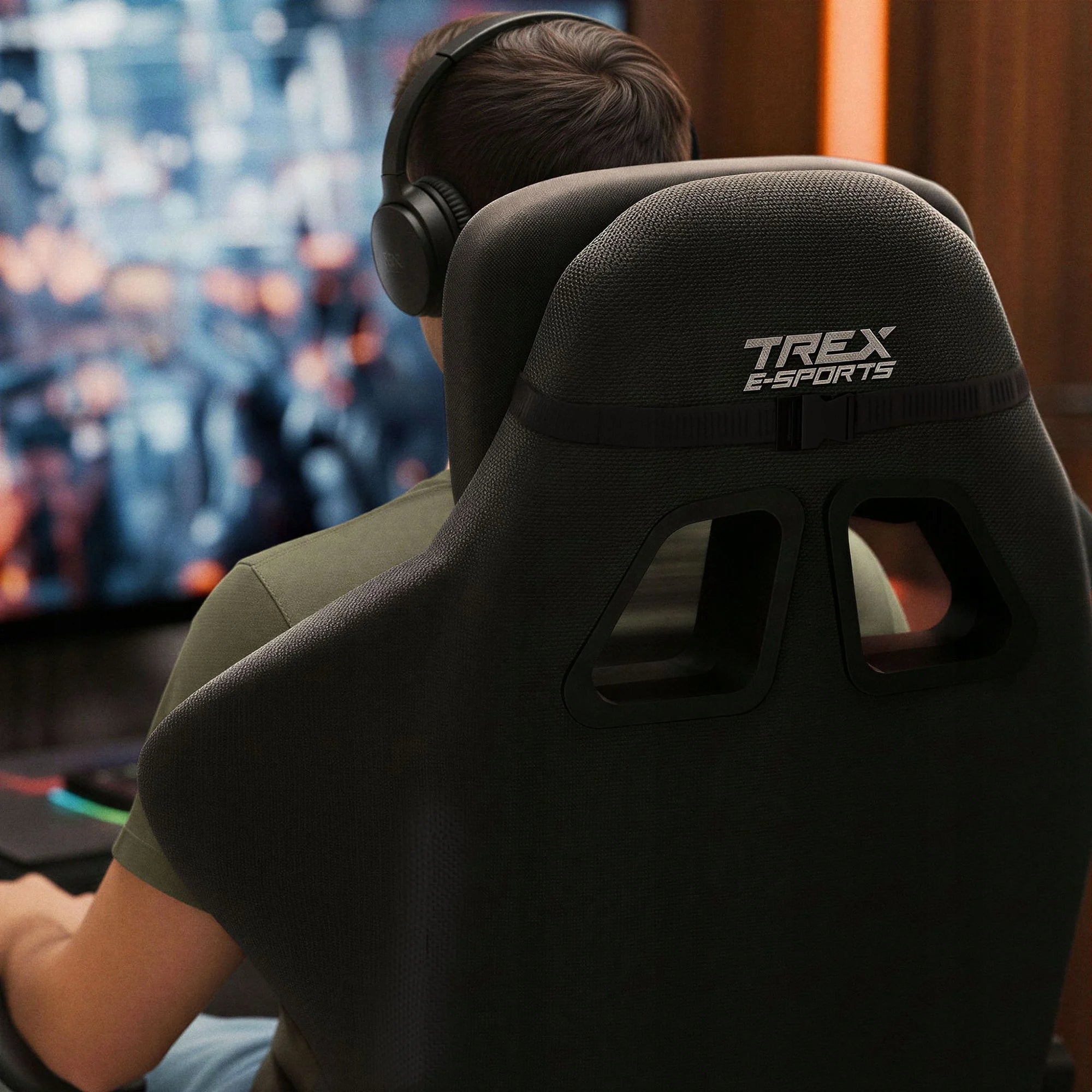 Gaming chair office swivel chair fabric + footrest TREX E-SPORTS Furniture width 62 cm