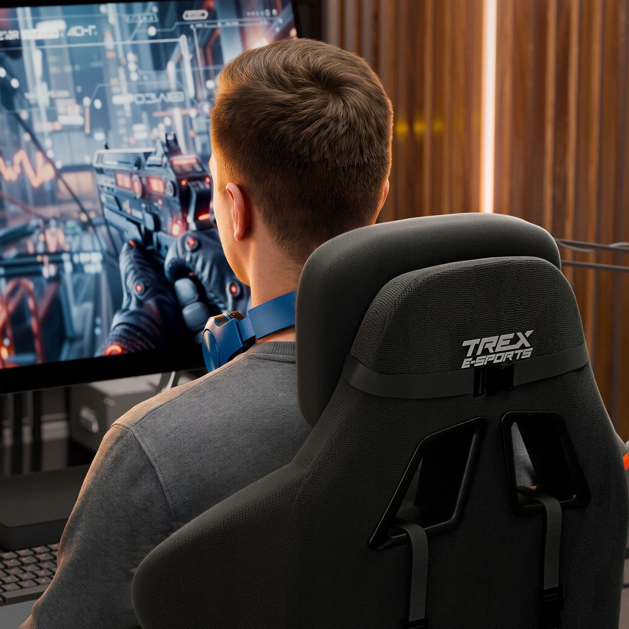Gaming chair swivel bucket office chair adjustable TREX E-SPORTS Furniture height 140 cm