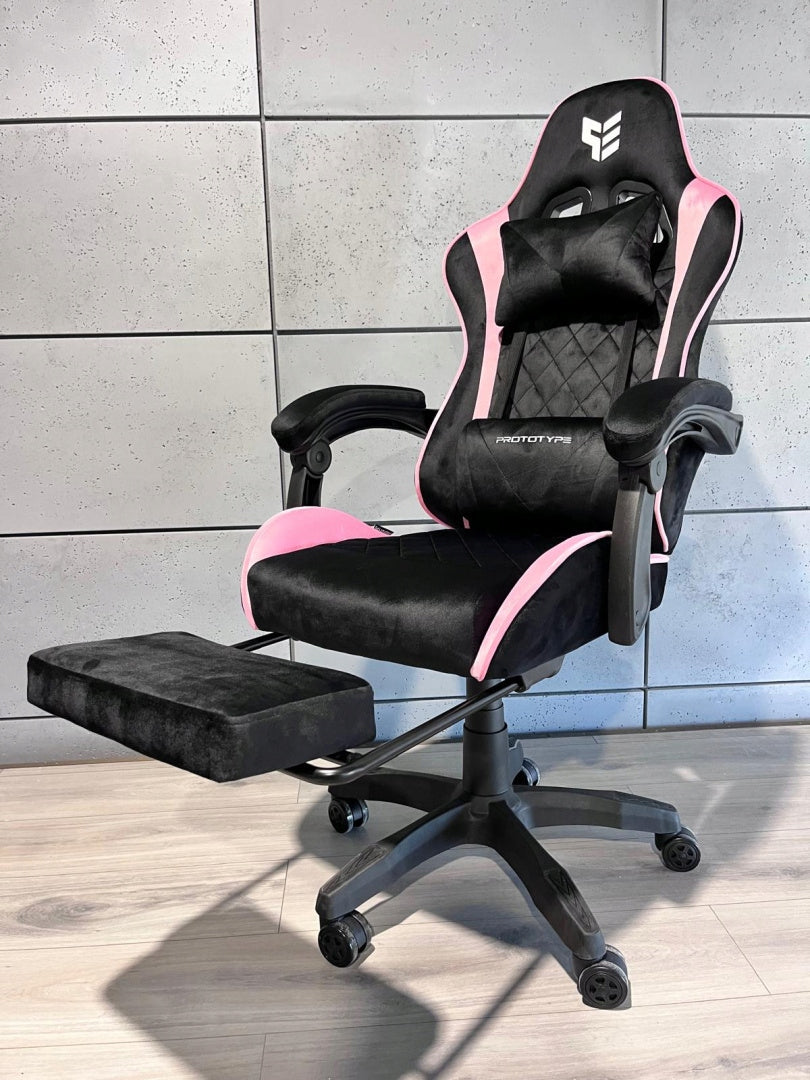 Gaming chair swivel player footrest velour for desk breathable XL Furniture depth 55 cm