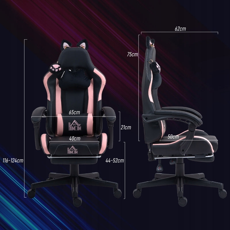 Gaming chair with cat ears adjustable backrest extendable footrest up to 120 Brand no brand