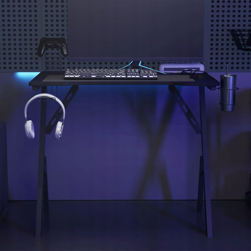 Gaming desk with Y-shaped legs, black, 90x60x75 cm Furniture color black