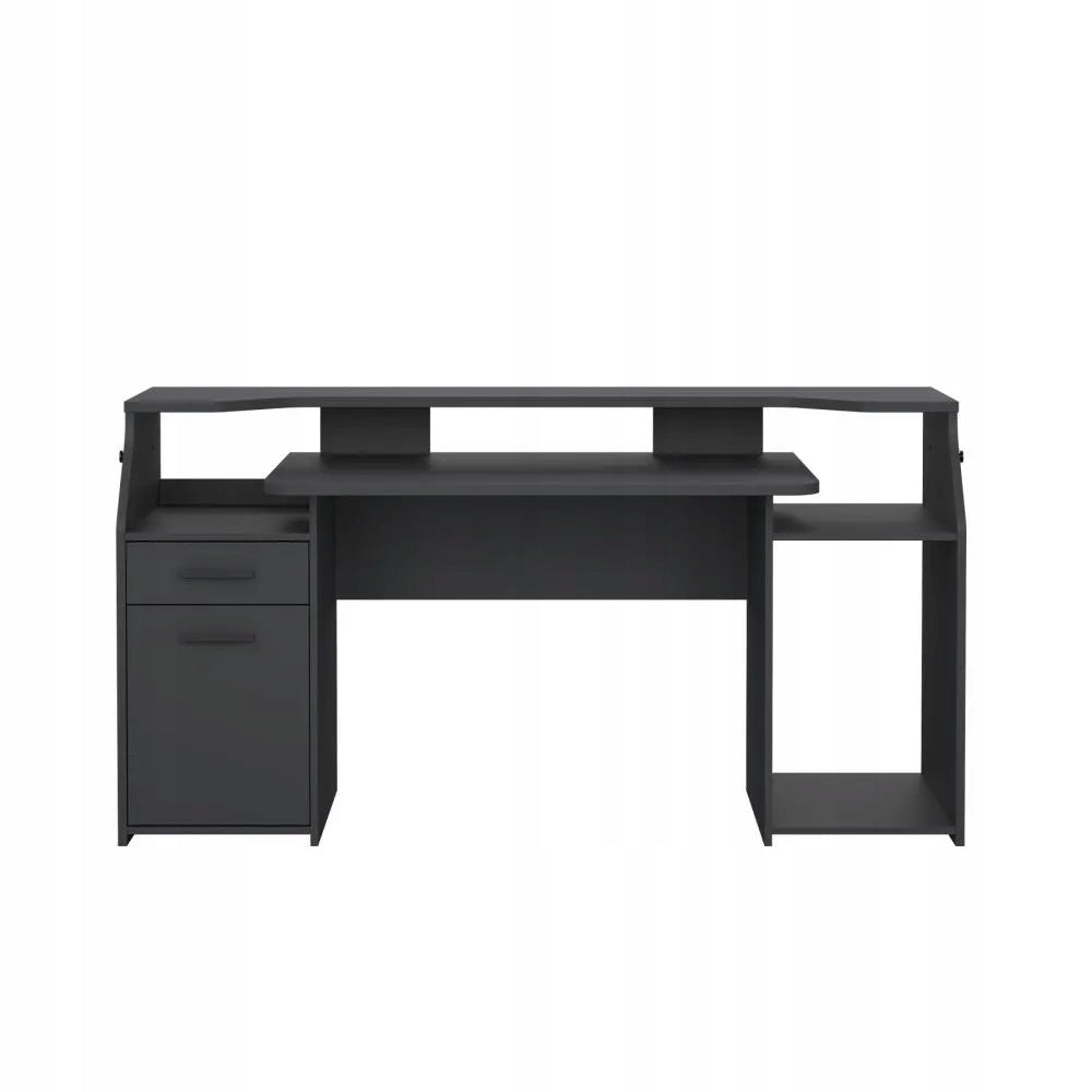 Gaming desk with cabinet and extension FUNCTION PLUS 170cm grey matt Furniture color gray
