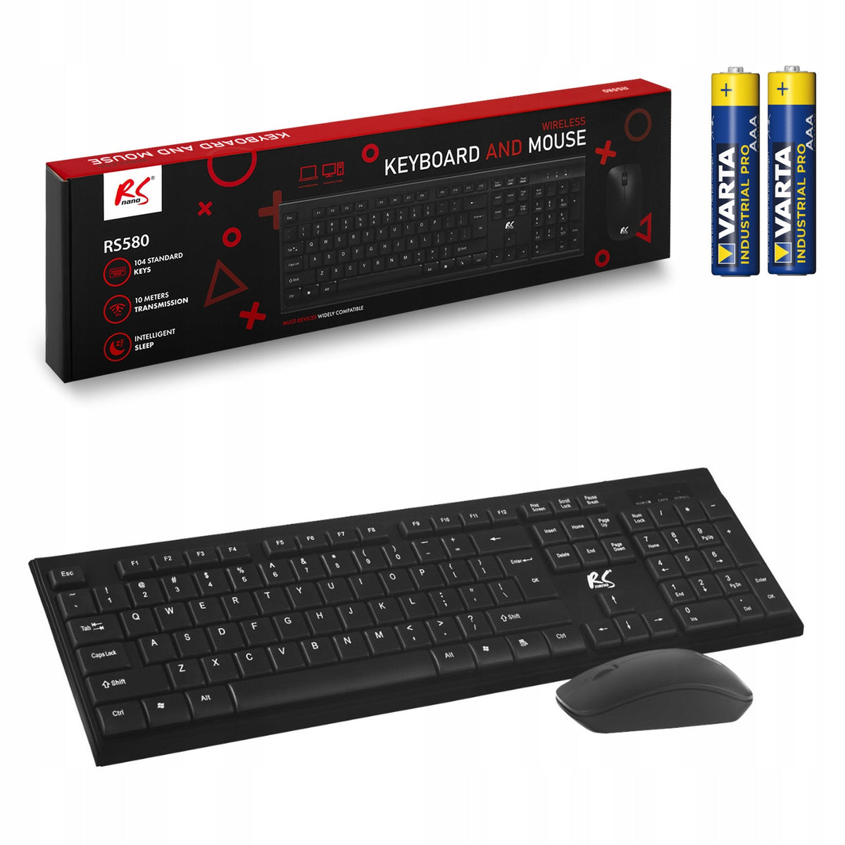 Gaming set keyboard and wireless mouse + 2x AAA battery NanoRS