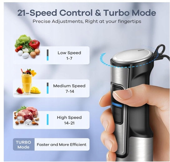 Ganiza 5in1 Hand Blender 1200W High Power Speed Control, Turbo Packaging status original