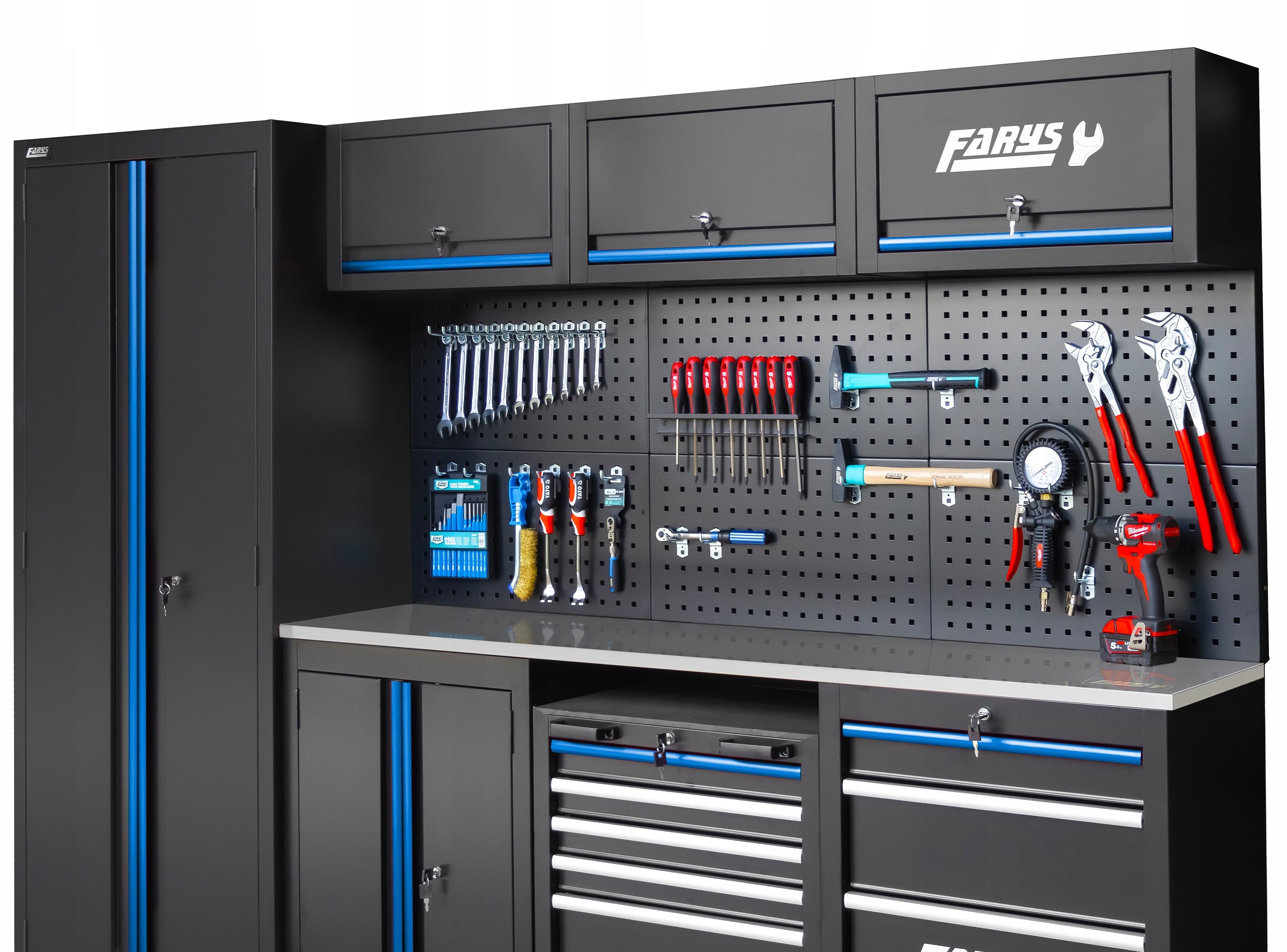 Garage Furniture Workshop Rack For Garage Metal FR4213M LED Hooks Product depth 46 cm