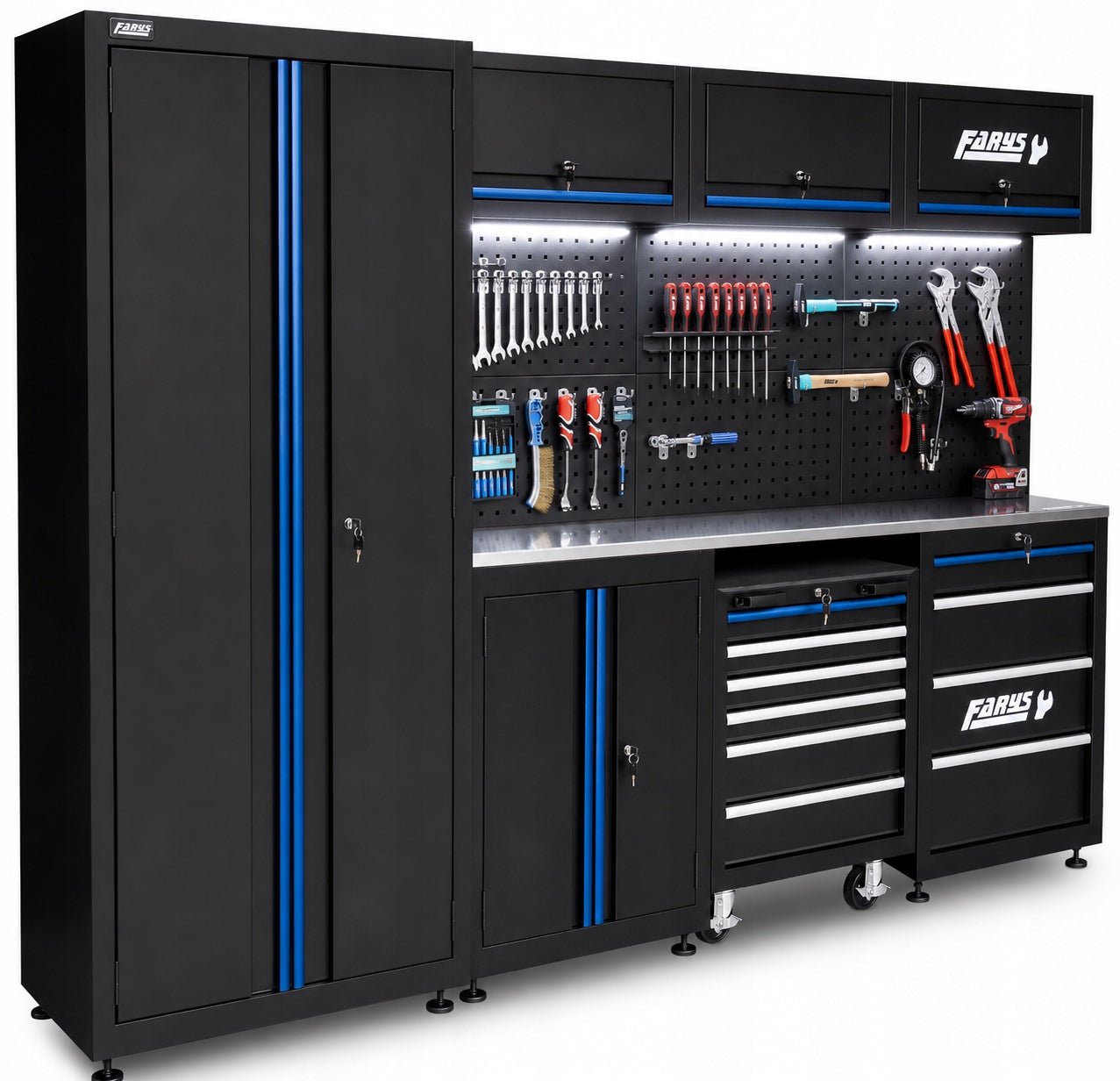 Garage Furniture Workshop Rack For Garage Metal FR4213M LED Hooks