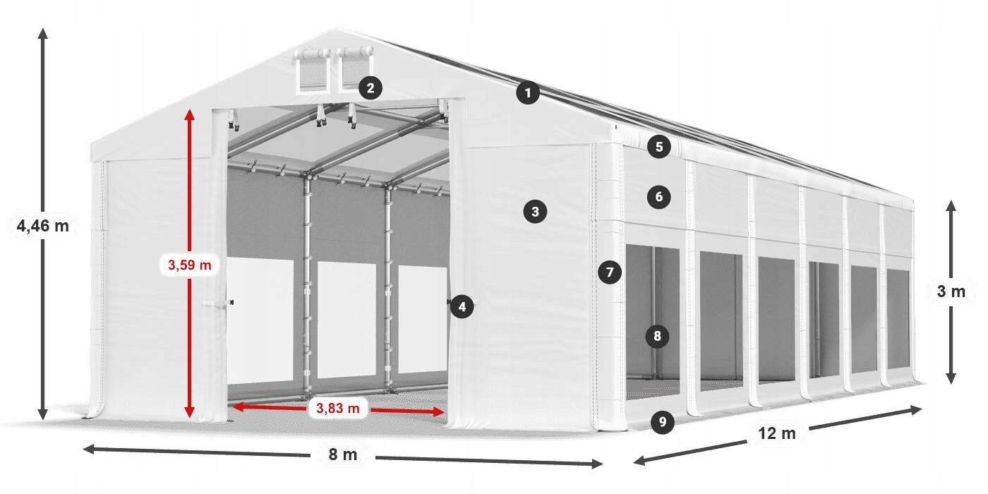 Garage Tent 8x12m [3m] Steel DAS 580 W Type tent