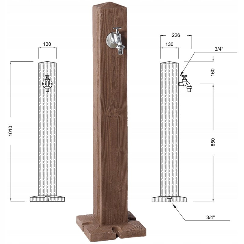 Wassersäule Holzig, braun 