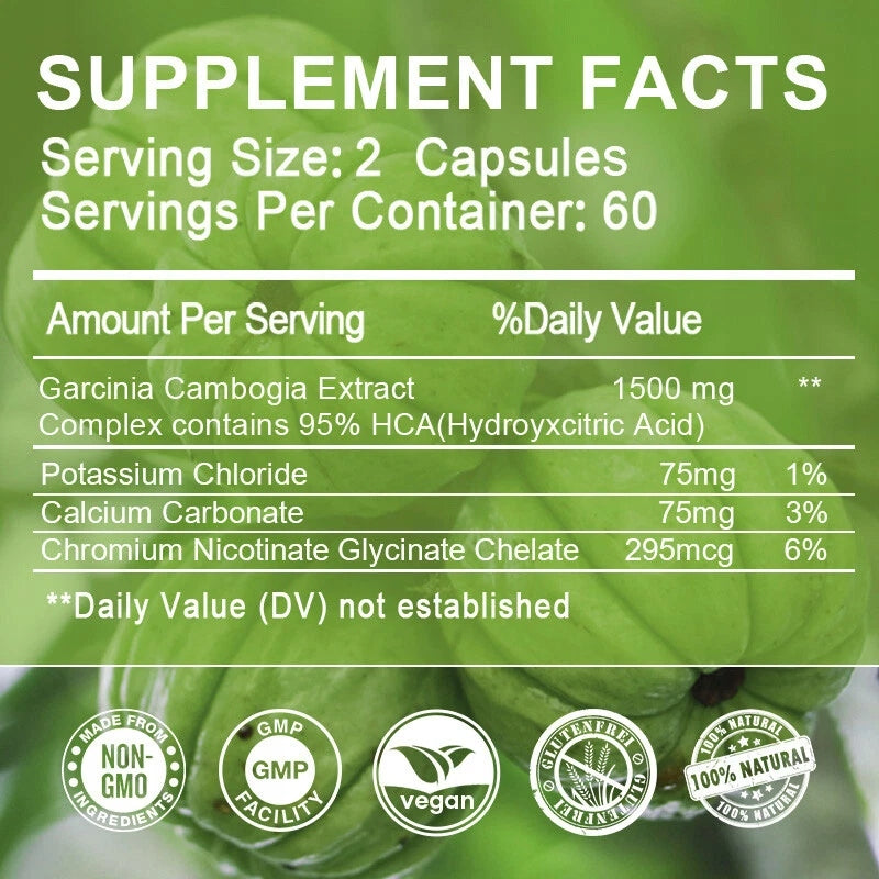 Garcinia Cambogia 1500 mg – Weight loss, appetite suppression, weight control. Packaging status original