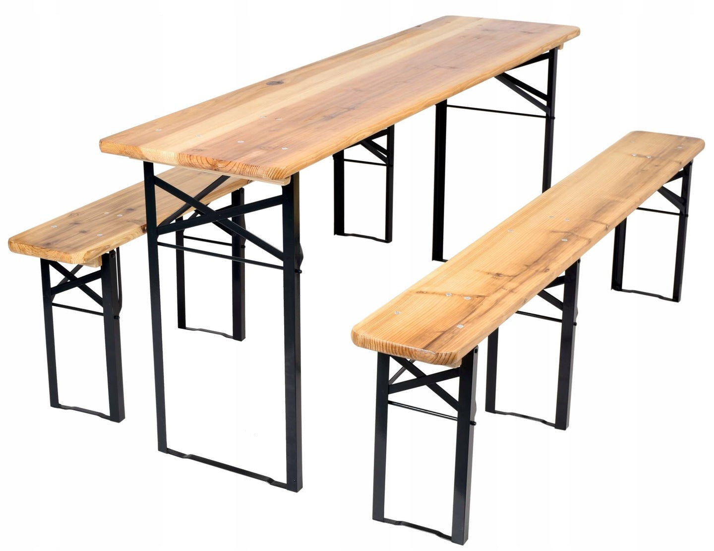 Garden Beer Feast Set 180 cm Table 2 Benches Folding Wood Beige Manufacturer code 100048