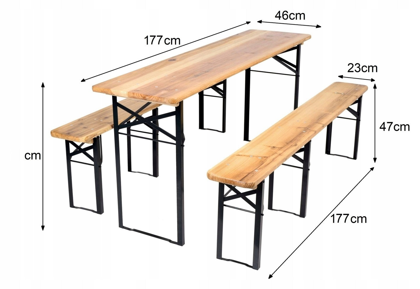Garden Beer Feast Set 180 cm Table 2 Benches Folding Wood Beige Number of items in the set 3