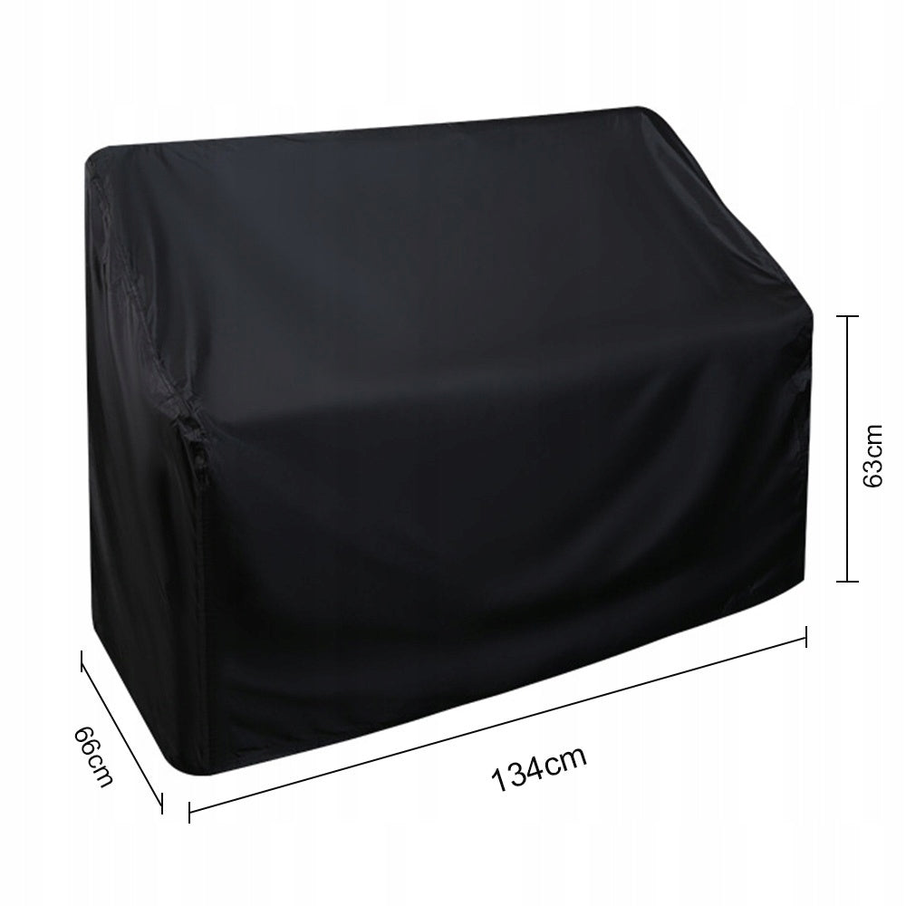 Garden Bench Cover 420D Waterproof 134x66x63 Black Length 134 cm