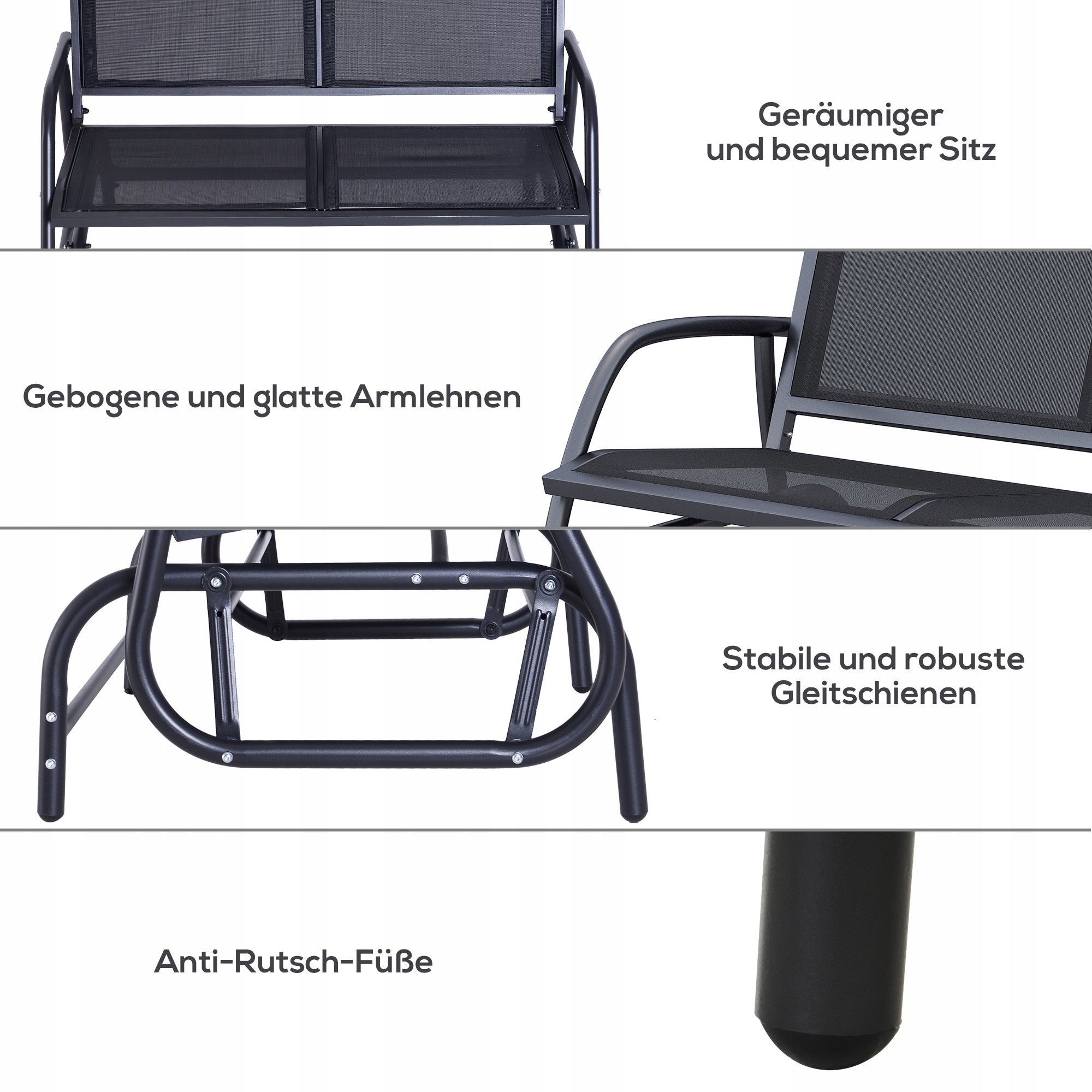 Garden Bench Park Swing Double Line Outsunny