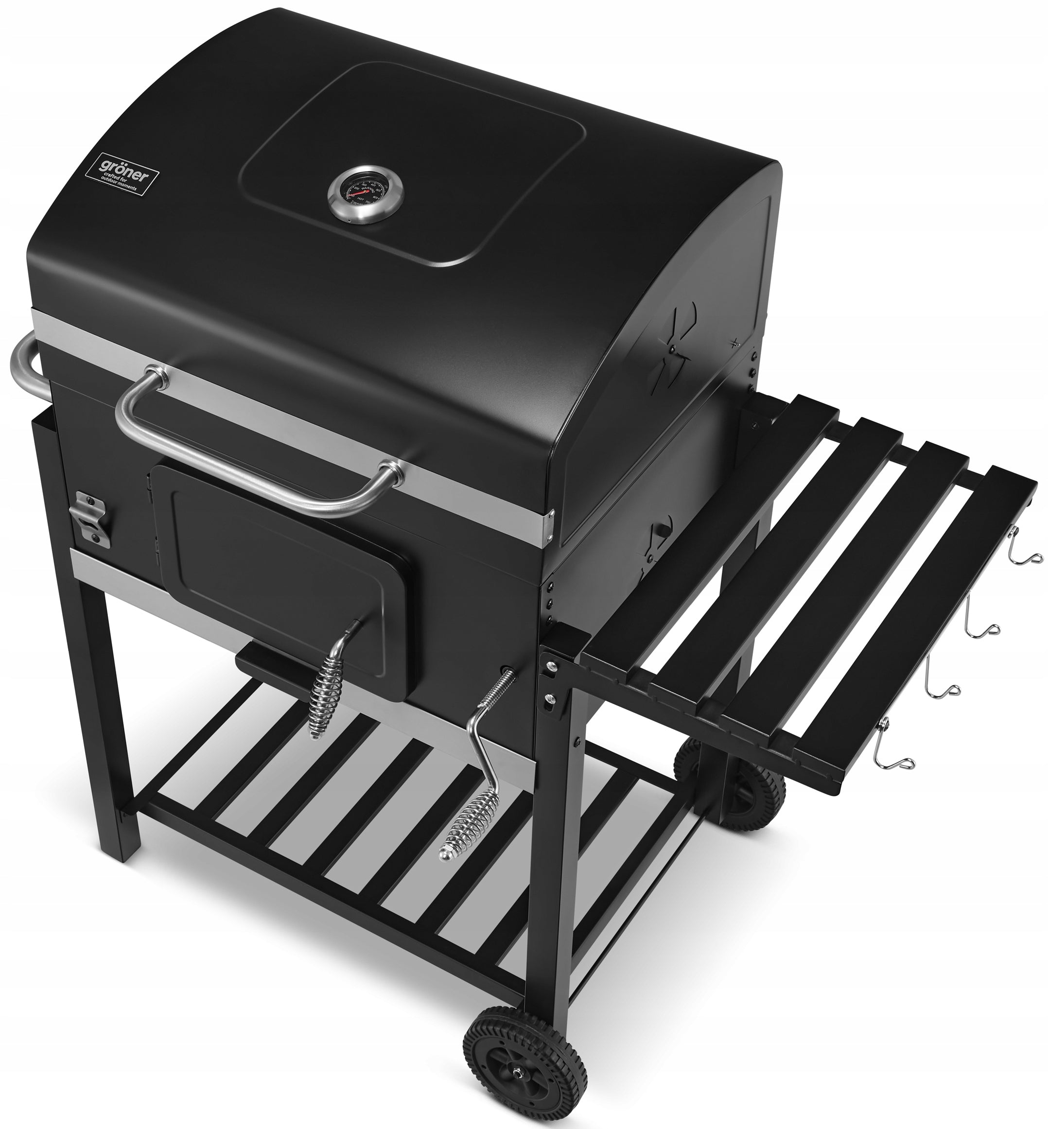 Garden CHARCOAL GRILL GRÖNER thermometer LARGE CAST IRON GRATE 57x42cm +FREEBIES Grill depth 48 cm