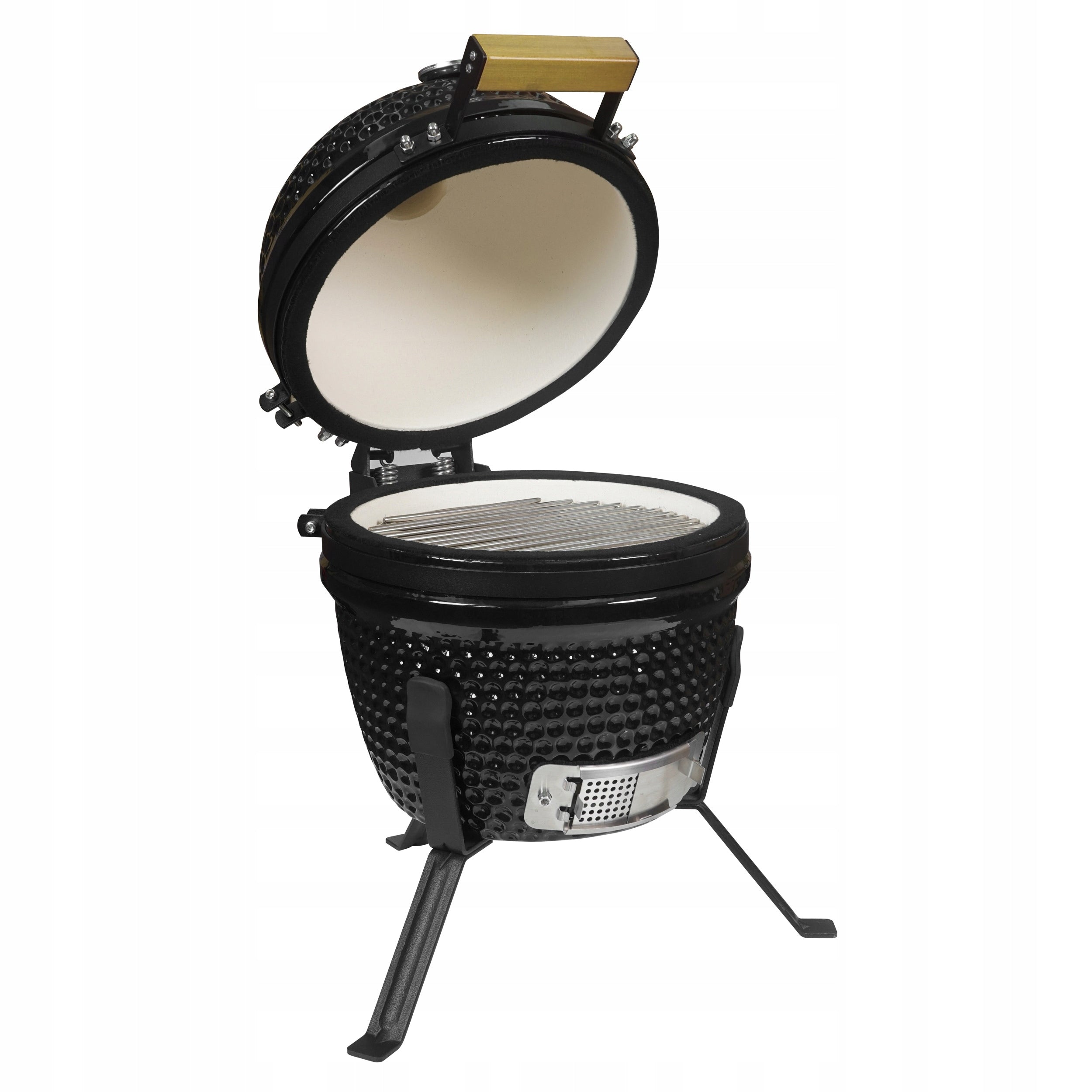Garden Ceramic Charcoal Grill Stainless Steel 13" Portable with Lid Grill width 47 cm