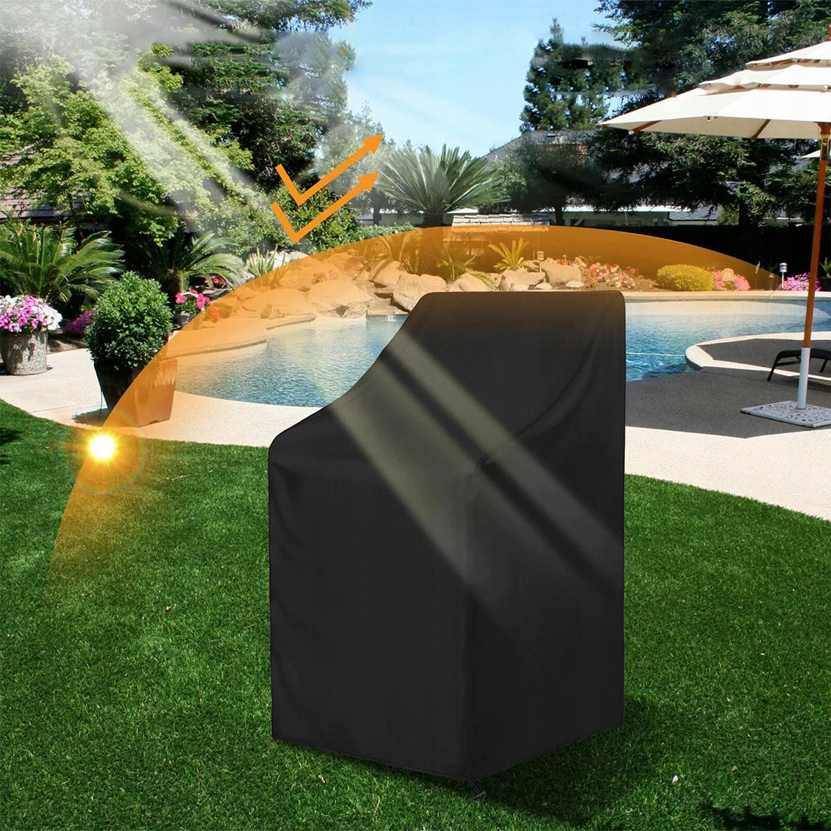 Garden Chair Cover Waterproof Garden Chair Cover 65x65x120 Cover Black Packaging status original
