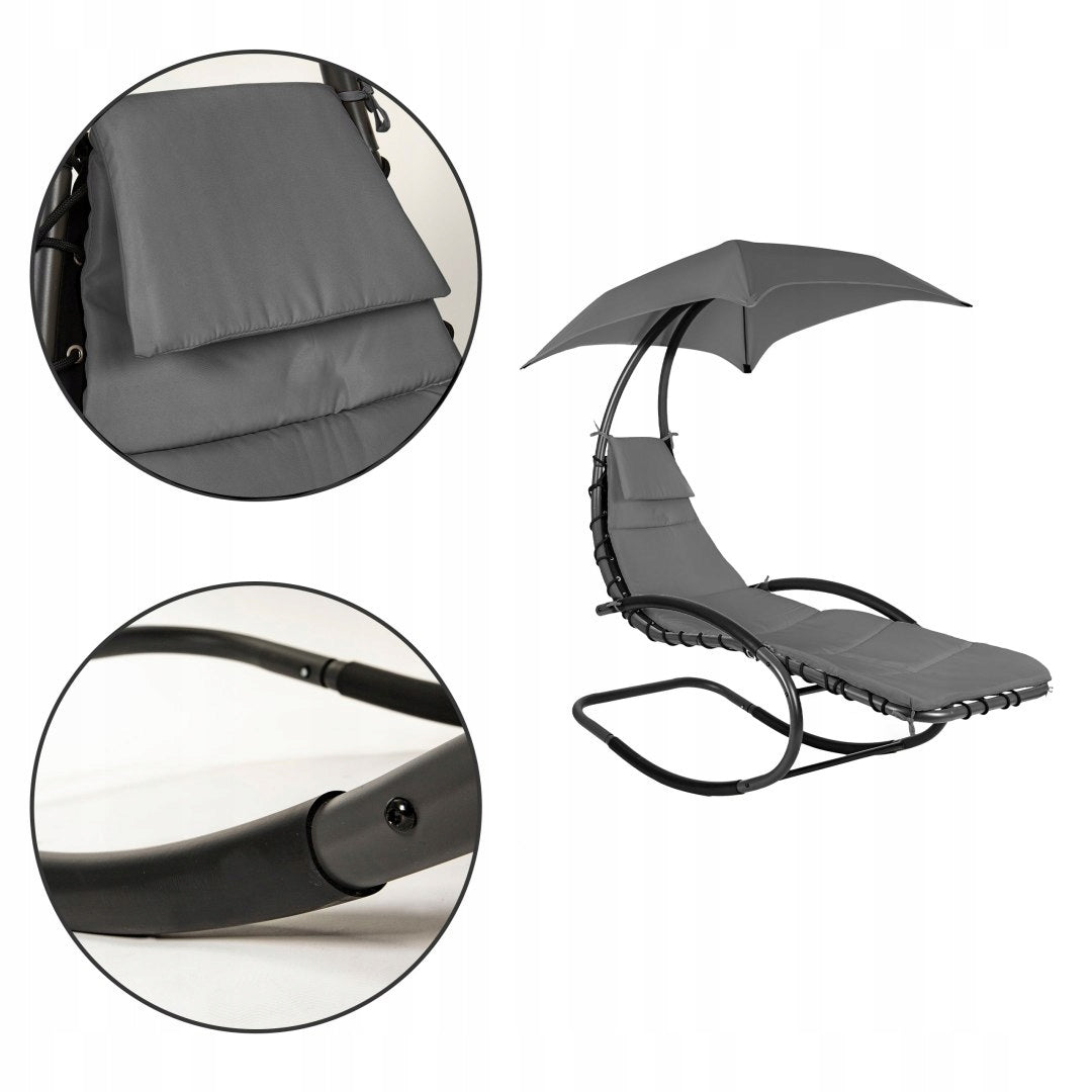 Garden Chair Sun Lounger Rocking Garden Hammock Grey Terrace Garden Kind sunbed