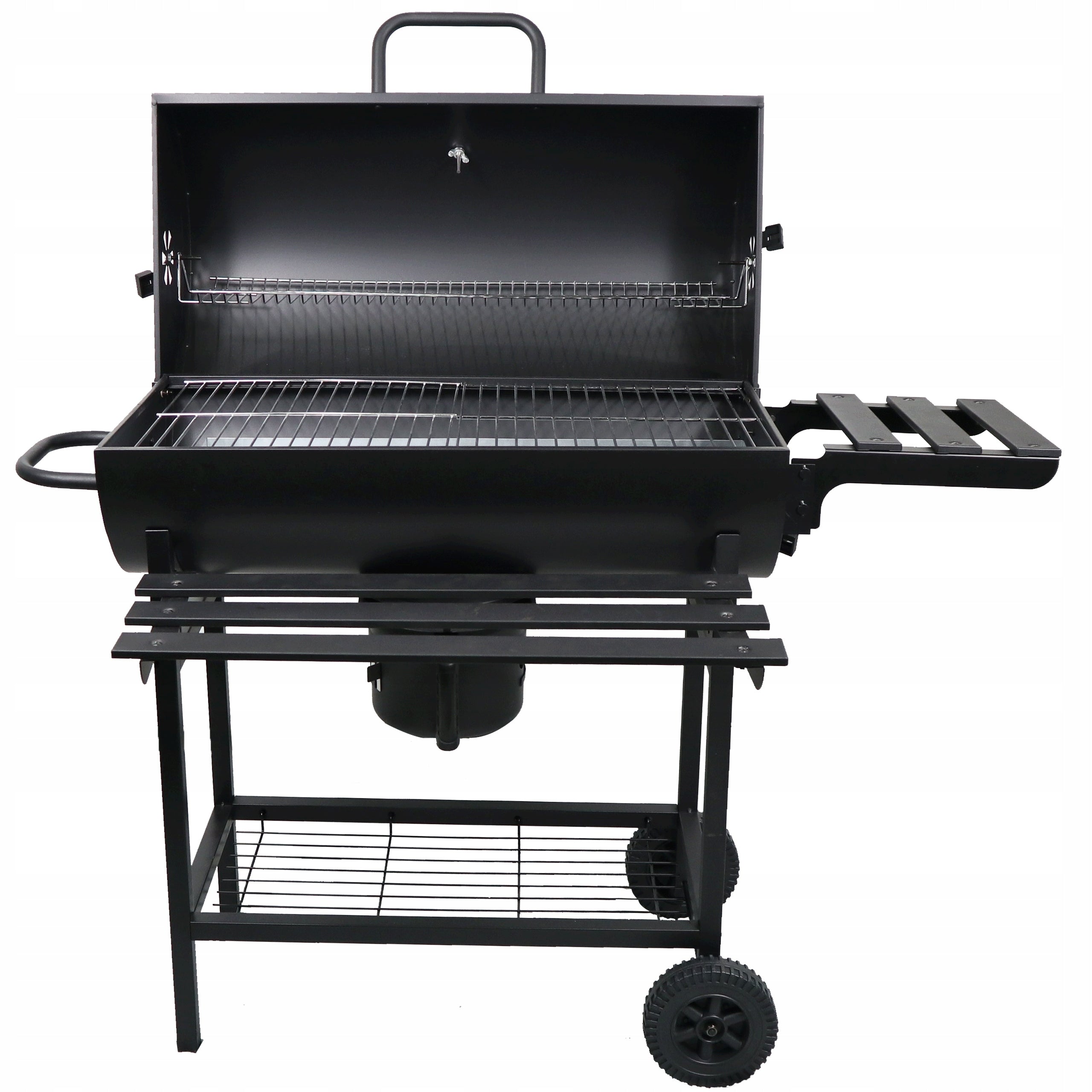 Garden Charcoal Grill with LID Large Barrel Ashtray Thermometer Shelves Manufacturer Primaveo