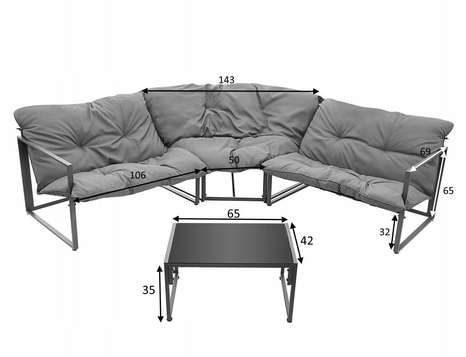 Garden Corner Set Garden Furniture LAZIO Glass Top + Cushions Manufacturer code LAZIO