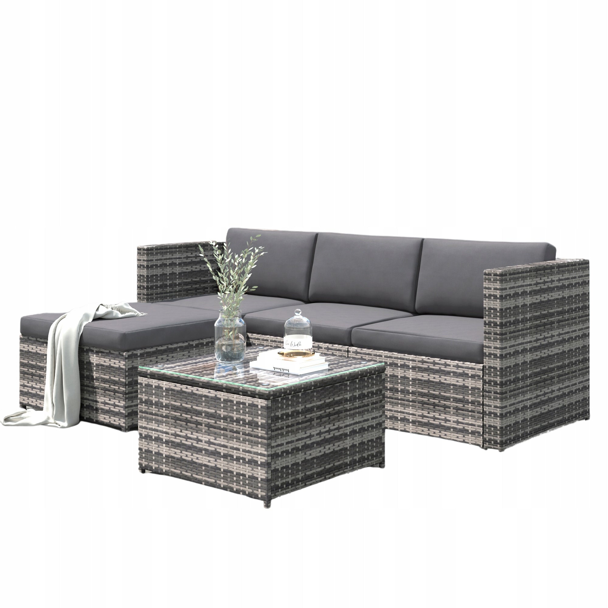 Garden Corner Set Technorattan Modular Set for Terrace 3os Szary Manufacturer no brand
