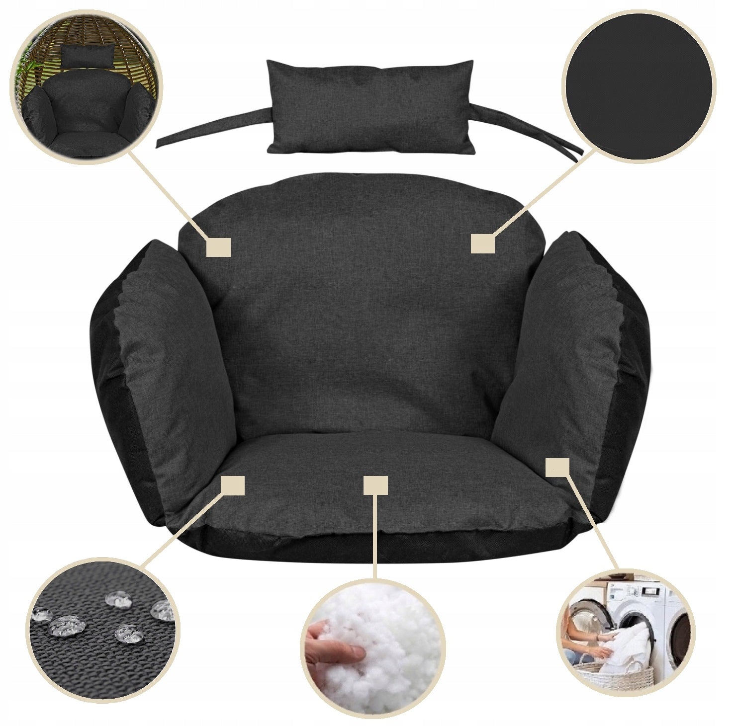 Garden Cushion 112x113 cm for Chair Hanging Swing Stork Nest Manufacturer no brand